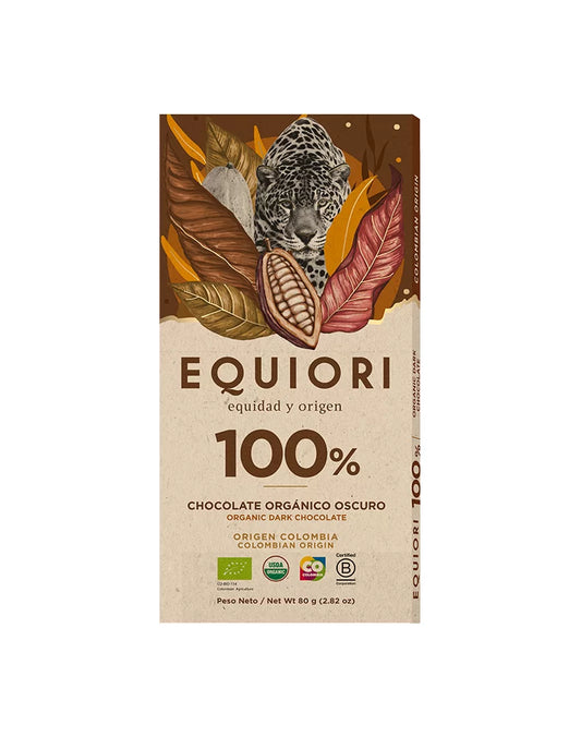Barra De Chocolate orgánico 100 Equiori 80G