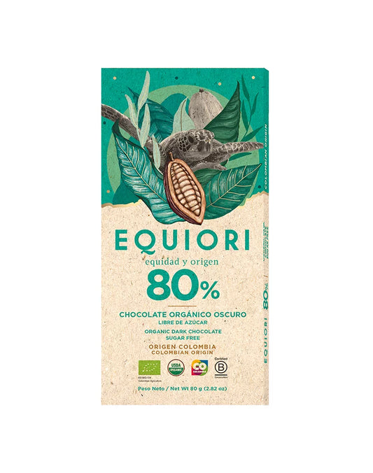 Barra De Chocolate orgánico 80 Sin Azúcar 80G