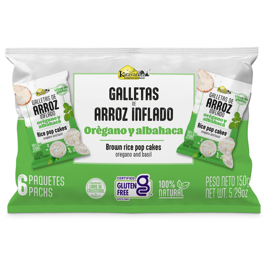 Galletas de arroz inflado orégano y albahaca (SIXPACK)