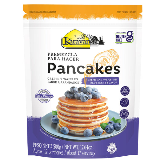 Premezcla para hacer pancakes, crepes y waffles sabor arándanos 500g