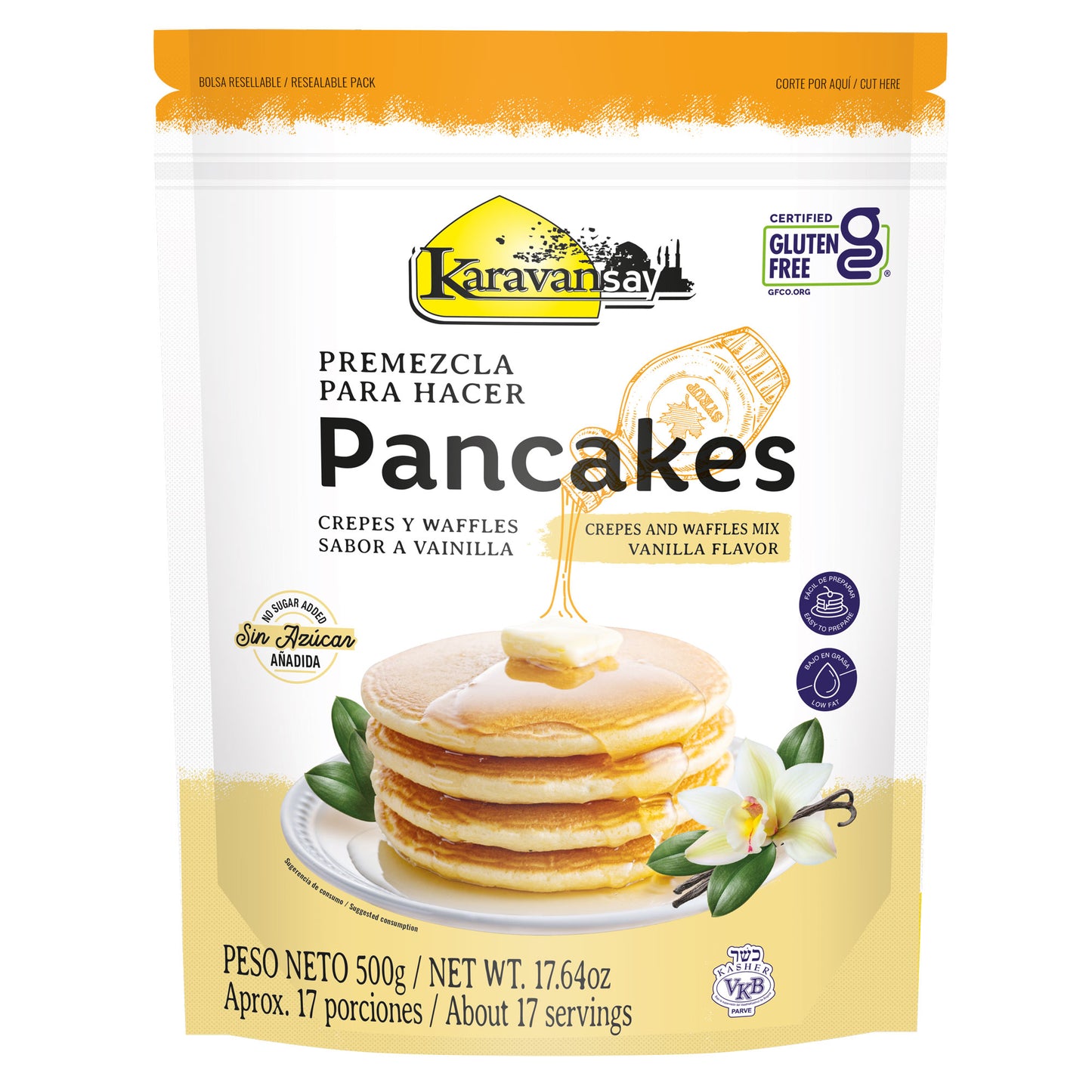 Premezcla para hacer pancakes, crepes y waffles Vainilla x 500g